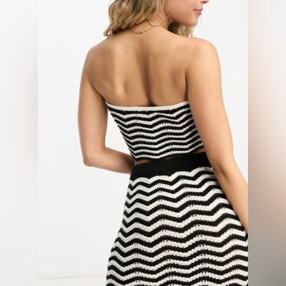 ASOS Crochet Strapless Stripe Top - Picture 2 of 6